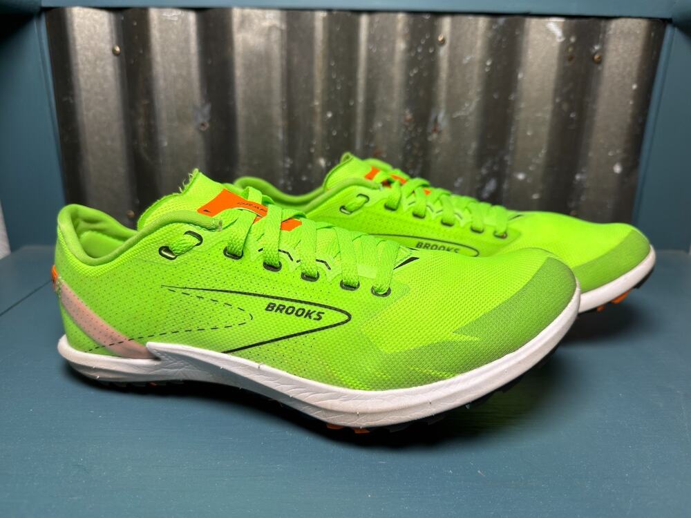 Brooks Draft XC Cross Country Track Spikes Running Shoes Green Gecko Men 8 W 9.5
